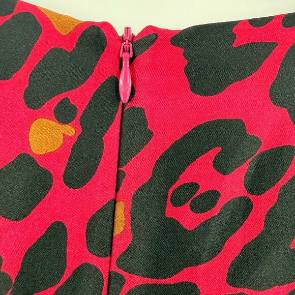 St. John Pink & Black Leopard Print Silk Blend Midi Dress Size 14 - Picture 5 of 6